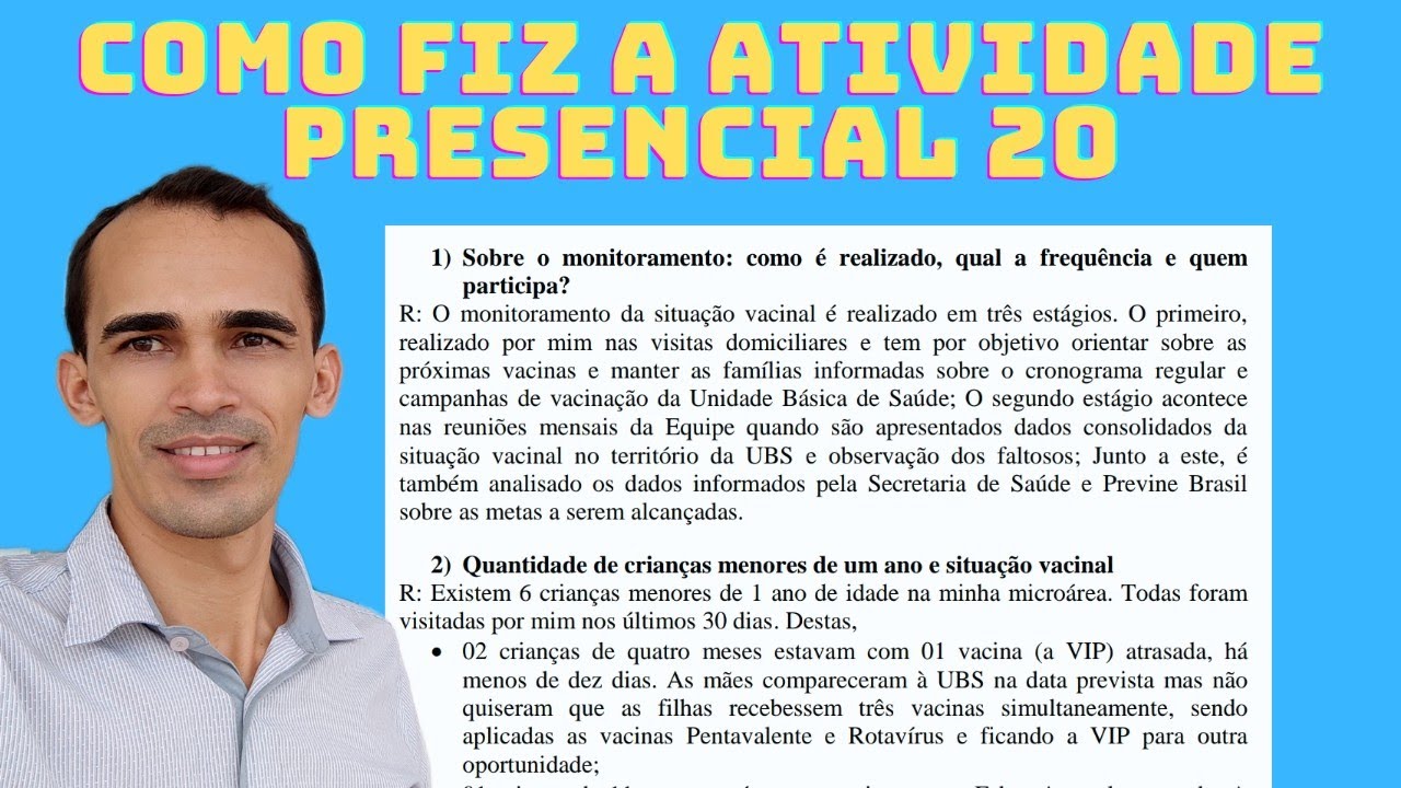 Como fiz a Atividade Presencial da disciplina 20 | Relatório de vacinação | Saúde com Agente