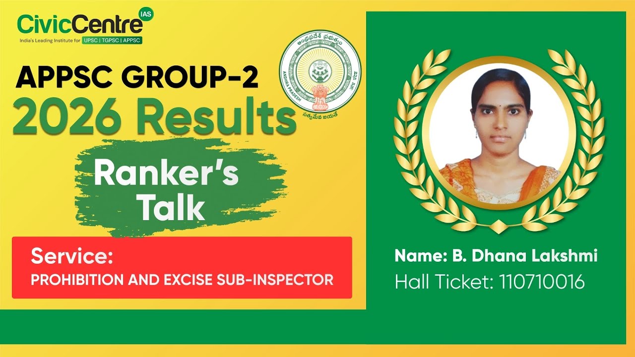 Topper's Talk | Ms.B. Dhana Lakshmi | Prohibition & Excise SI | APPSC Group2 | 2026 Results