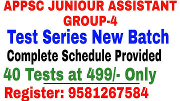 APPSC Junior Assistant GROUP-4 Test Series New Batch| Preparation Strategy| Register Now