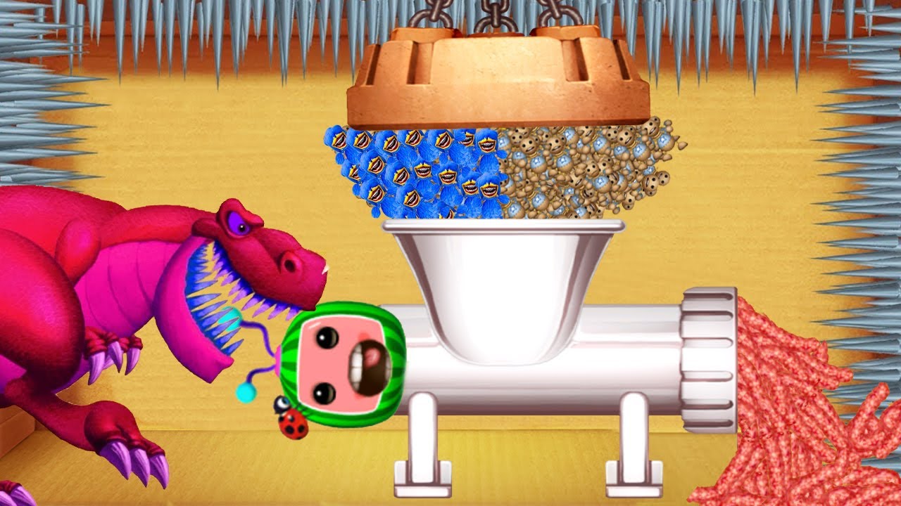 Cocomelon,Shin Sonic Tapes in Meat Grinder T-Rex | Kick the Buddy