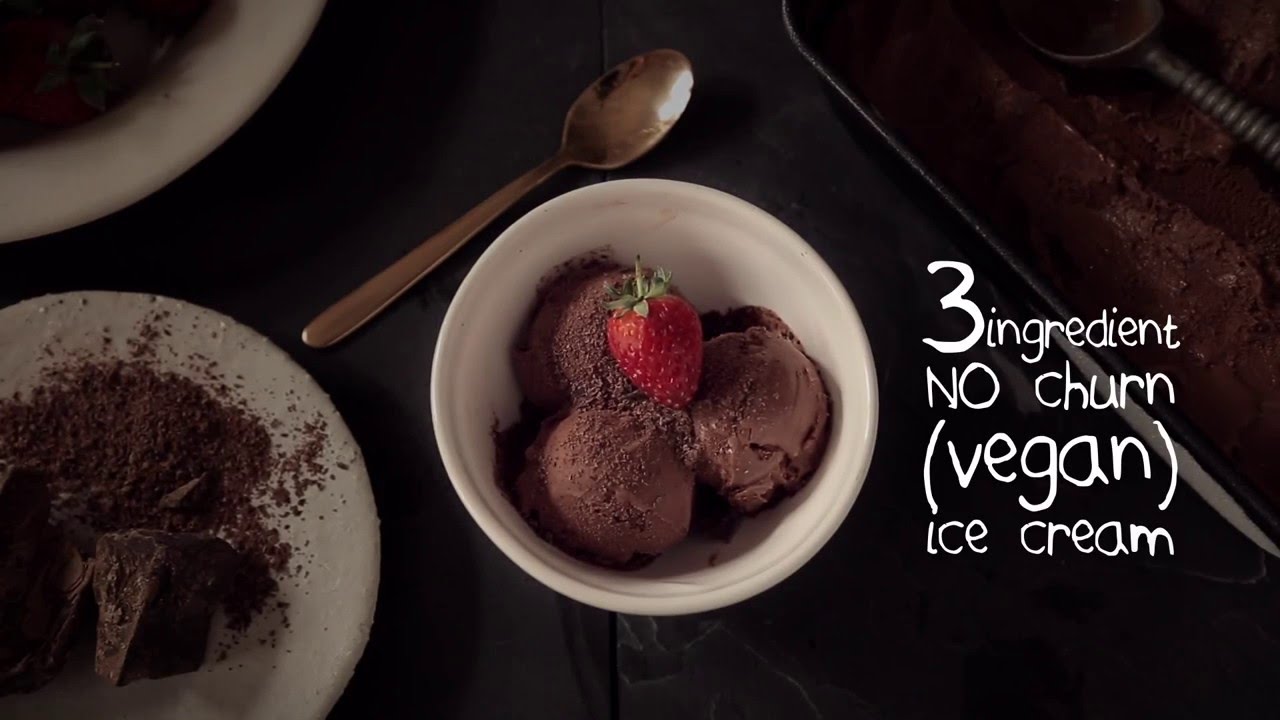 3 ingredient (no churn) vegan chocolate ice cream - YouTube
