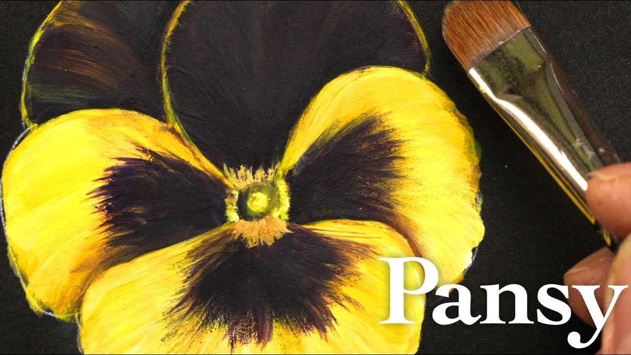 Pansy painting tutorial with acrylic ( in 4 Minutes ) YouTube