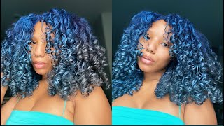 I Tried Blue Ombre Curl Color On A Jumbo Flexi Rod Set | Going From Red To Blue Hair