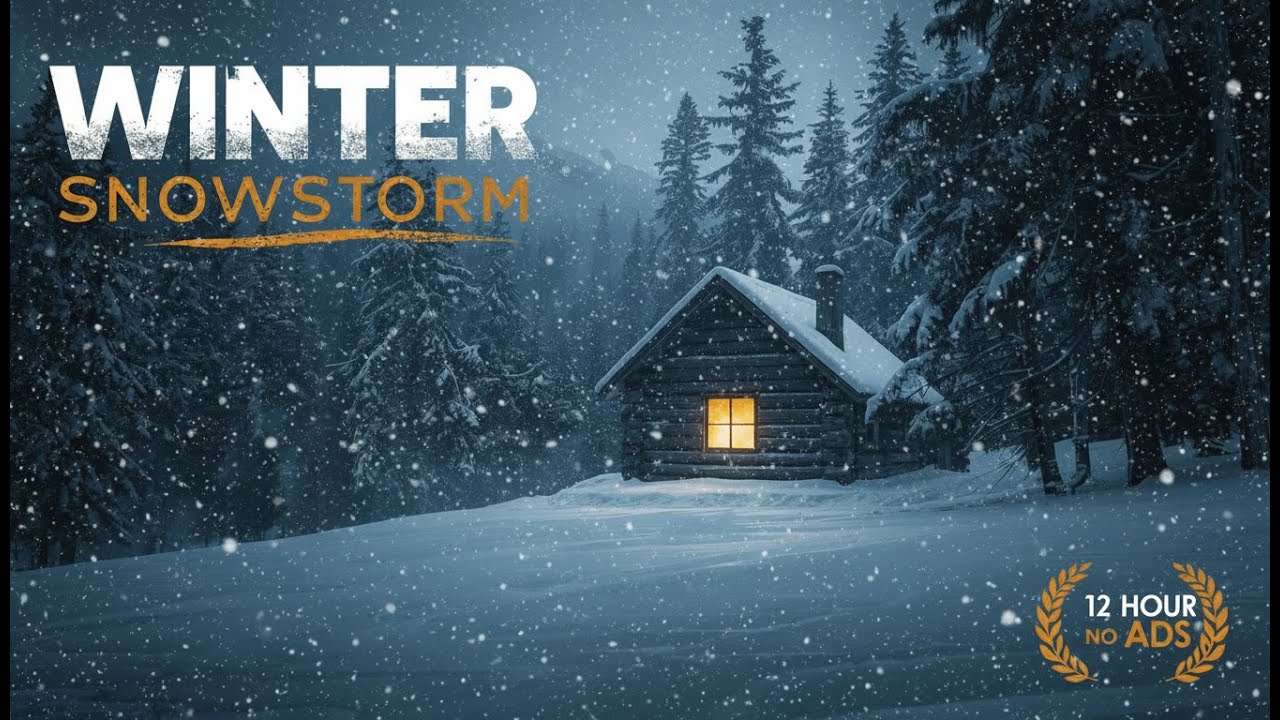 Winter Snowstorm in Cozy Cabin for Deep Sleep | 12 Hours Blizzard ...