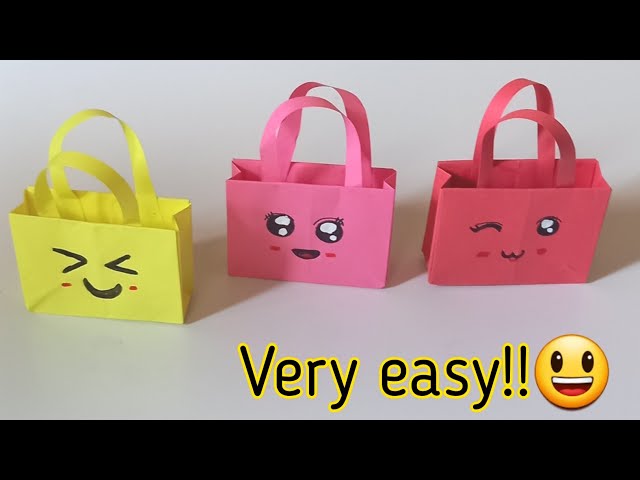 Origami Paper Bag - DIY Paper Bag with Handles - Easy Paper Gift Bags |  Origami gift bag, Origami paper, Origami easy