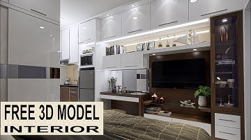 INTERIOR DESIGN APARTMENT TYPE STUDIO - VIDEO AND ANIMATION -FREE 3D MODELS SKETCHUP #interiordesign