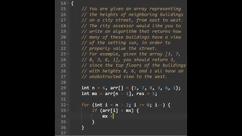 Find the number of buildings which can view the sunset without obstructions #coding #dsa