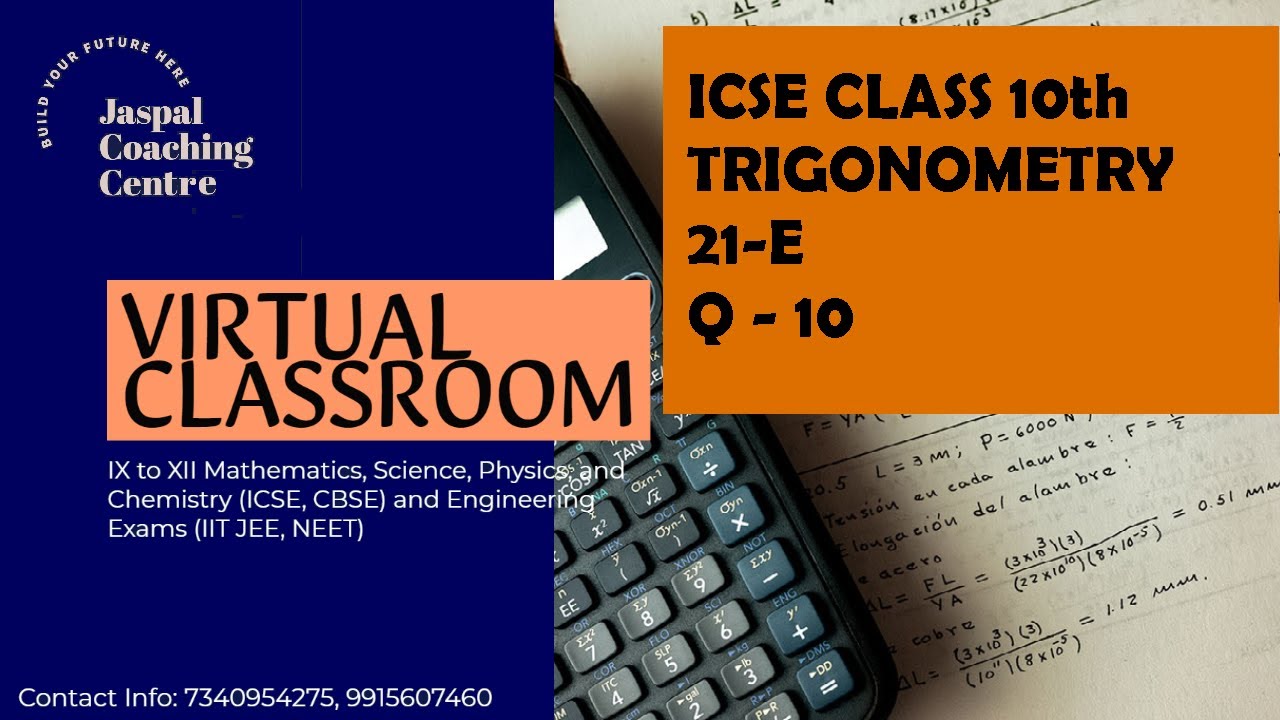 19 icse selina class 10th trigonometry 21 e q 10 youtube