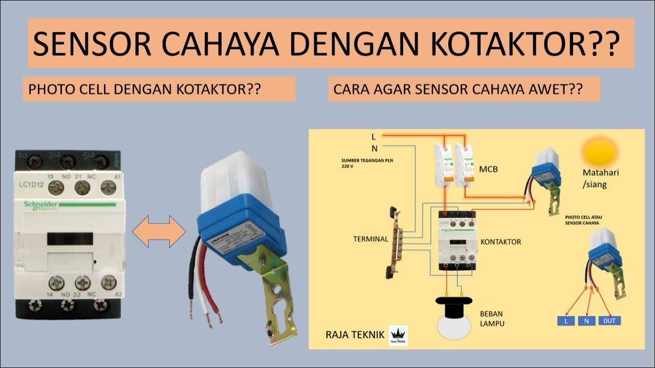 Sensor cahaya photo cell!! Cara pasang dengan kontaktor - YouTube
