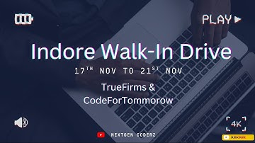 Indore Walk-In Drive | TrueFirms Fresher Hiring + CodeForTomorrow Node.js Hiring| 17–21 Nov