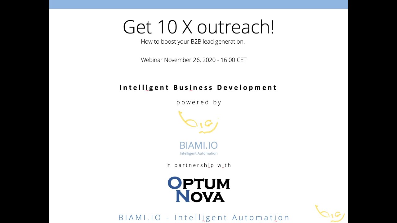 BIAMI.IO Webinar: Get 10X outreach! How to boost your B2B lead generation (November 2020)