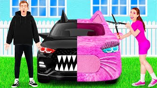 Różowy Samochód vs Czarny Samochód Wyzwanie | Szalone Wyzwanie PaRaRa Challenge