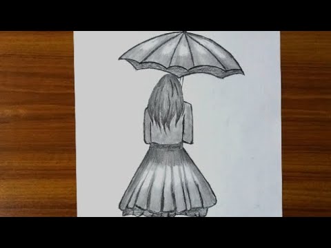 How To Draw A Girl With Umbrella - YouTube