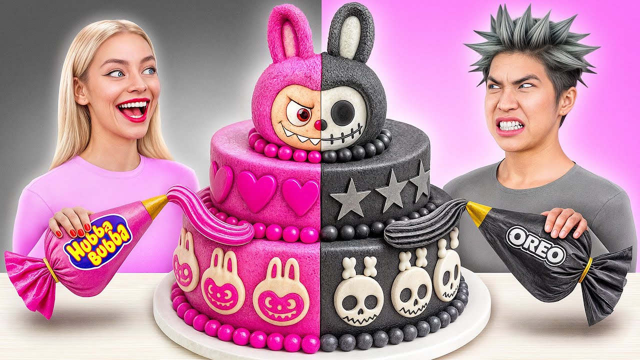 Черное vs Розовое Украшение Торта Челлендж с Candy DO