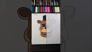 100 $ Freddy Fazbear Drawing With Posca Markers #shorts
