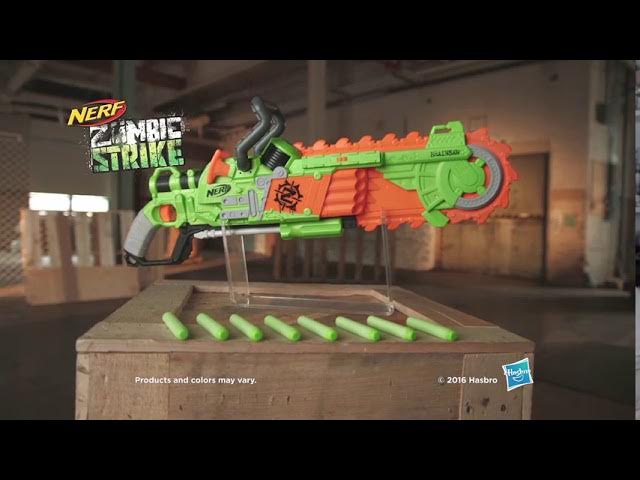 NERF Zombie Strike Ghoulgrinder Blaster -- Rotating 10-Dart Wheel, 10  Official Zombie Strike Elite Darts -- for Kids, Teens, Adults 