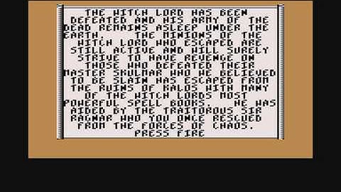 Commodore 64: Hero Quest game ending by Gremlin Graphics