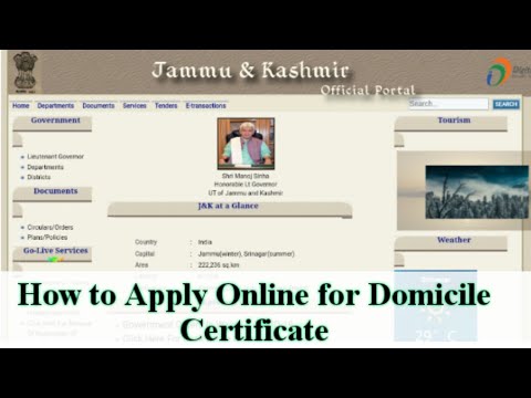 How to apply online for Domicile Certificate | Jammu & Kashmir