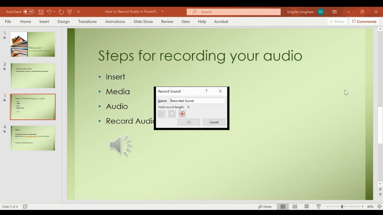 how to use voice record in powerpoint presentation