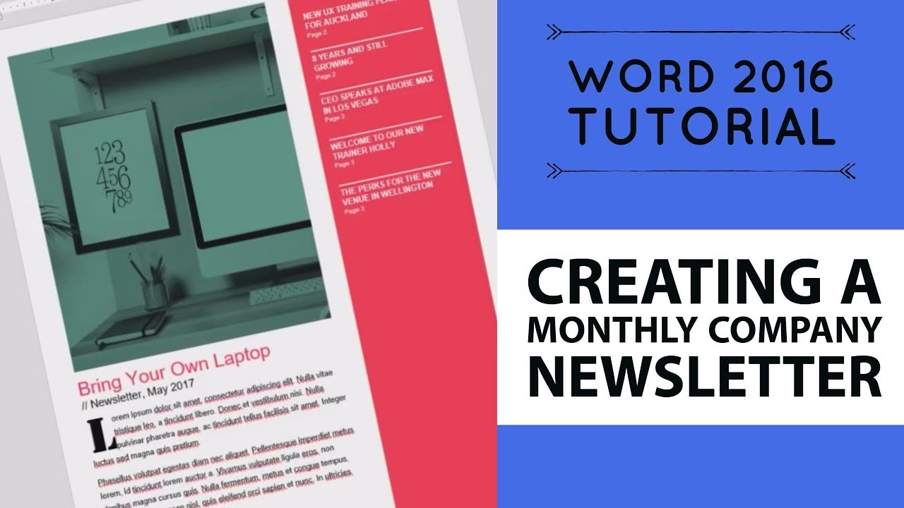 Creating A Monthly Company Newsletter Word 16 Tutorial 11 52 Youtube