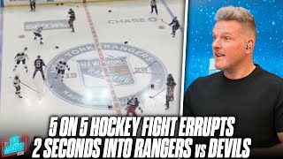 5 On 5 NHL Brawl Erupts 2 seconds Into A Game & It Was AWESOME | Pat McAfee Reacts