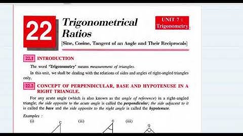 IX ICSE - Maths ch#22 Trigonometrical Ratios - Part A