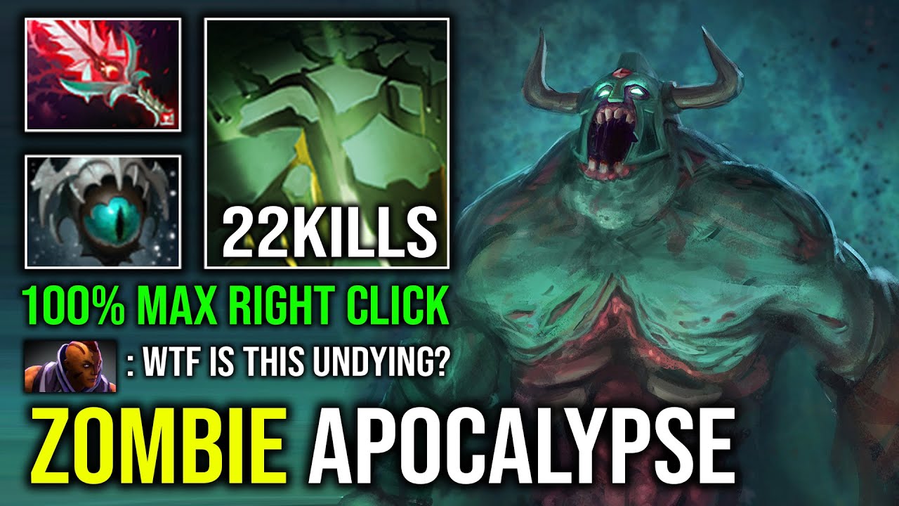 ZOMBIE APOCALYPSE 100% Hybrid Right Click Eye of Skadi Bloodthorn Solo Mid Undying Dota 2