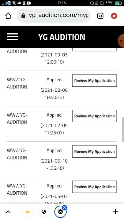 My YG website Audition history :D