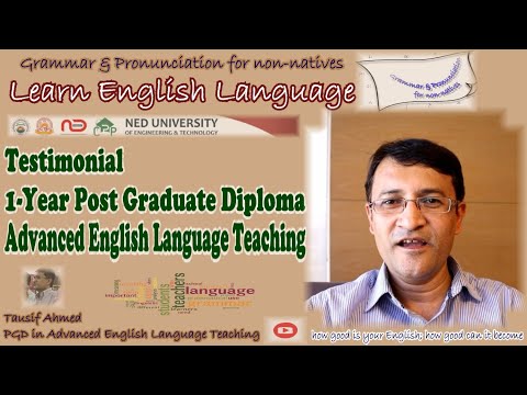 Testimonial - Post Graduate Diploma in Advanced English Language Teaching - NED Academy