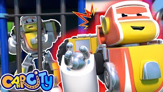 Super ROBOT is stuck in jail! Who is going to catch the EVIL VILLAIN? | Robot & Police Car Transform
