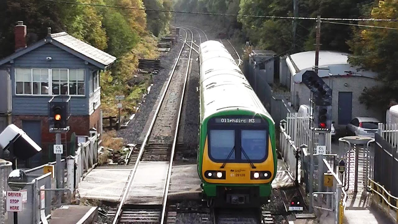Level Crossing at Clonsilla Station - IE 29000 Class DMU Train