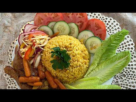 How to make Diri jaune ak petit maïs, poule di. ✨yellow rice with hens Galia✨