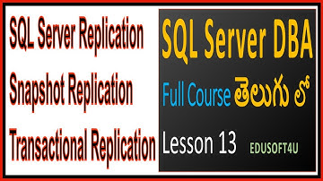 SQL Server Replication-Snapshot ,Transactional-SQL Server DBA Full Online course in Telugu-Lesson 13