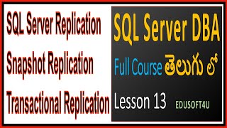SQL Server Replication-Snapshot ,Transactional-SQL Server DBA Full Online course in Telugu-Lesson 13