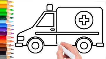 How to draw ambulance step by step | learn to draw ambulance drawing video easy drawing for kids