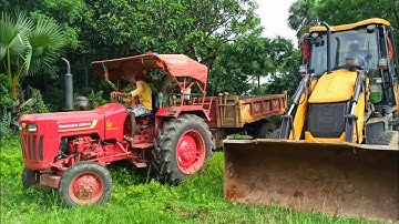 New Jcb 3dx Machine Loading Mud In  Mahindra 265 Di Tractor | Jcb Tractor Jcb And Tractor  Video