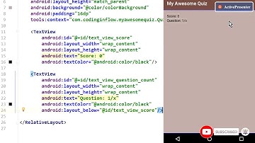 Android Quiz App using android studio with sqlite Part 1 - Preparing the Layouts