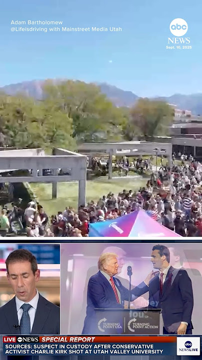 Charlie Kirk shooting: Crowd runs and takes cover amid gunfire