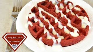 RED VELVET BELGIAN WAFFLES RECIPE with CREAM CHEESE GLAZE | Cooking With Carolyn