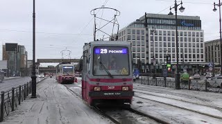 "Серенький, после оборота!" Трамвай ТС-77 №3609 по маршруту №29 на Московском пр., фев.2024г.