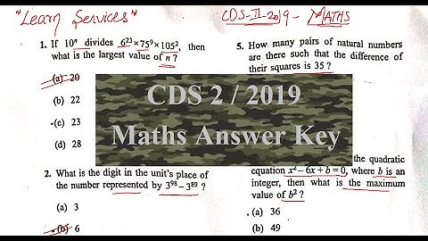CDS 2 / 2019 Maths Answer Key | 8 September | Complete paper