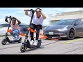 Using An Electric Scooter To TOW MY TESLA!! (NIU KQi3)