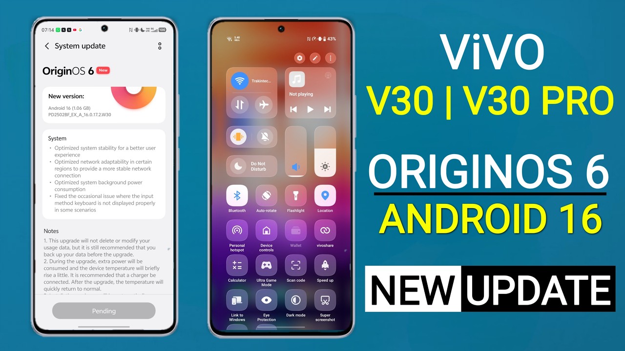 Vivo V30/V30 Pro/V30e OriginOS 6 Android 16 Update | New Features & Release Date
