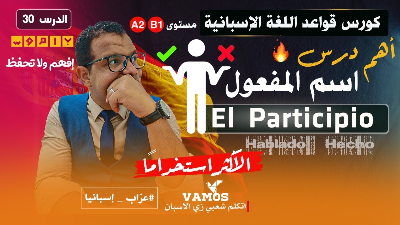 🔥 El Participio en Español | شرح وأمثلة عملية لاسم المفعول في اللغة الإسبانية🔥!