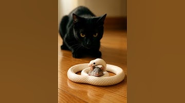 Shocking! The snake is trying to protect the mouse from cat? Unexpected Trio on the Floor😺