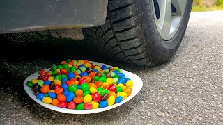 Crushing Crunchy & Soft Things by Car! EXPERIMENT: M&M CANDY VS CAR - SATISFYING VIDEO 2020