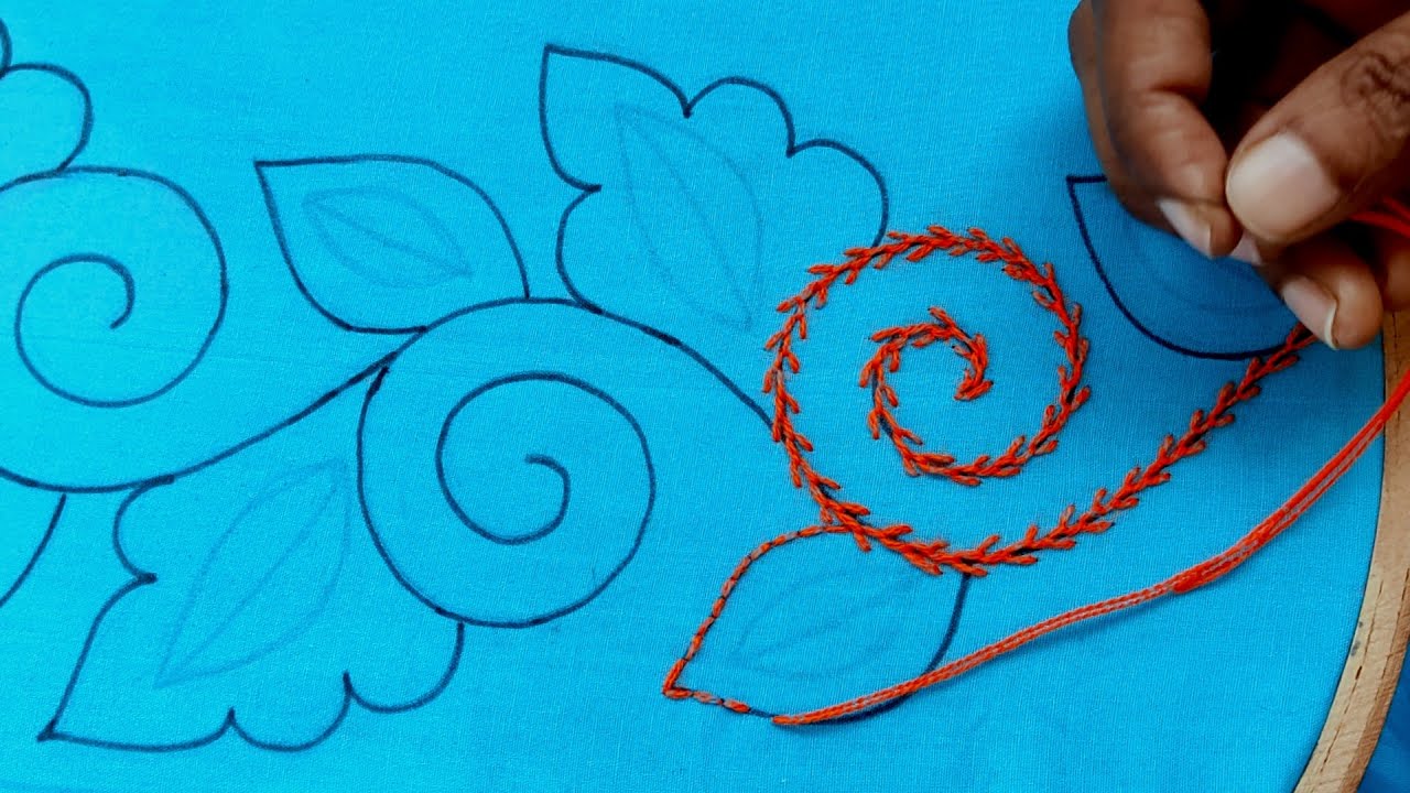 Hand embroidery nakshi kantha border line design stitch tutorial ...
