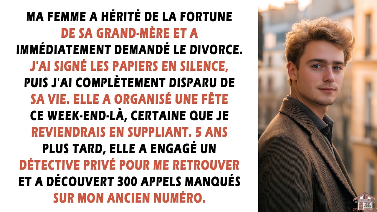 Ma femme a hérité de la fortune de sa grand-mère et a immédiatement demandé le divorce. J'ai...