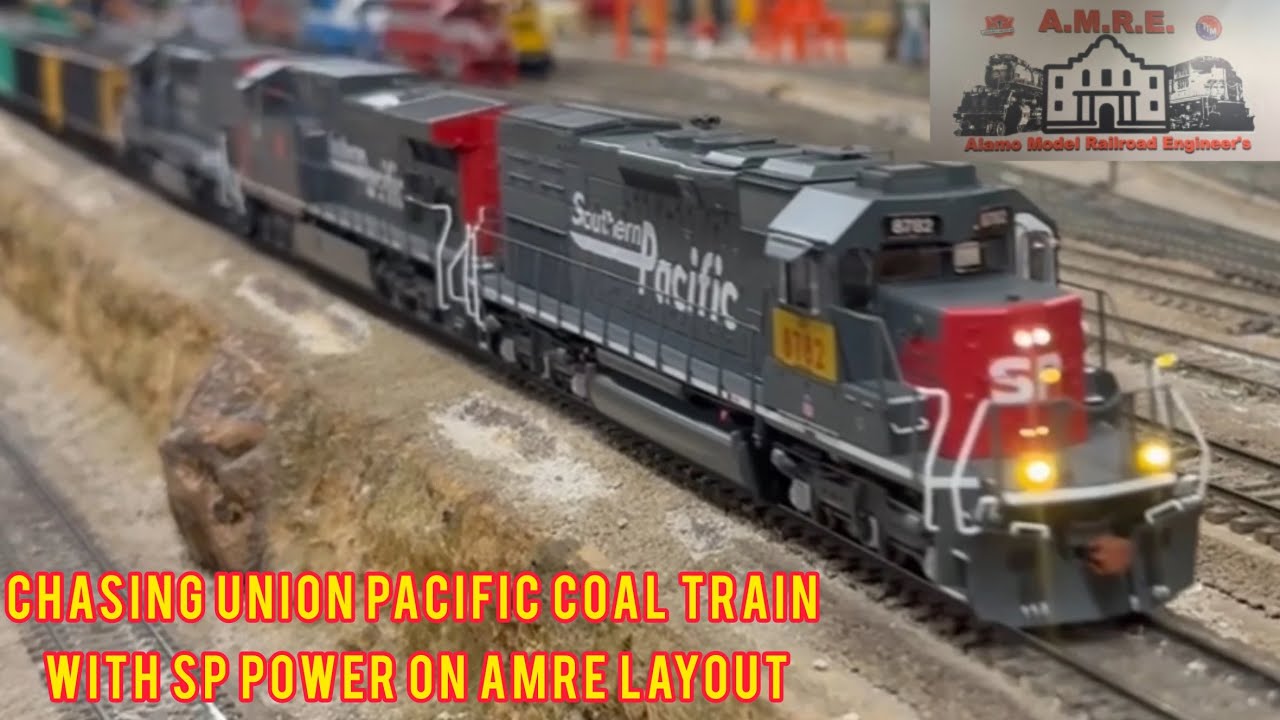 Chasing Union Pacific Coal Train With SP Power On AMRE Layout - YouTube