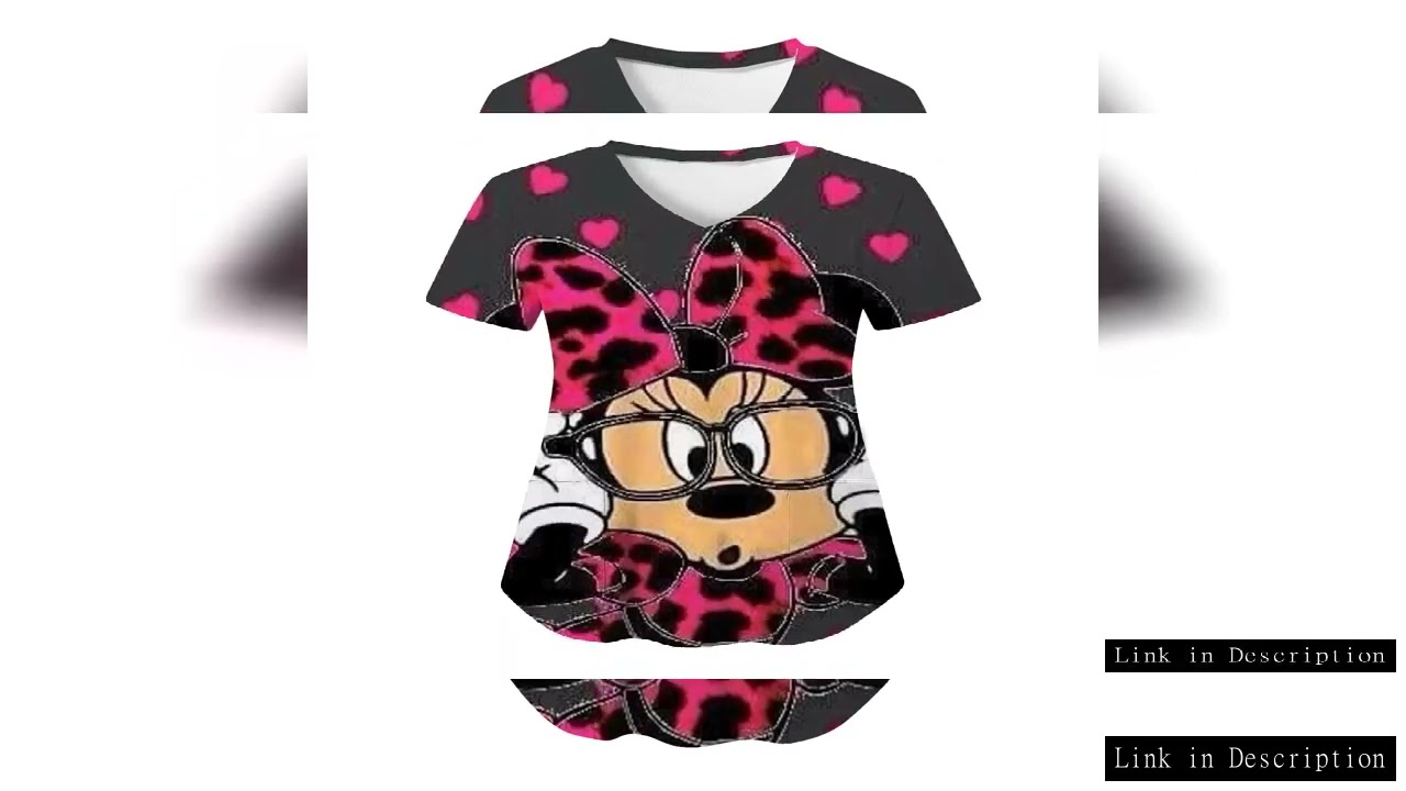 Pocket Top Women 2025 Mickey Tops V Neck T-shirt Hospital Minnie Mouse Shirts Nurse Uniform T-shirts